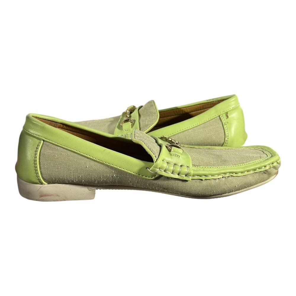 Montique International Loafers Men’s Size 10 Green Canvas Leather Trim Slip-On - Picture 6 of 8